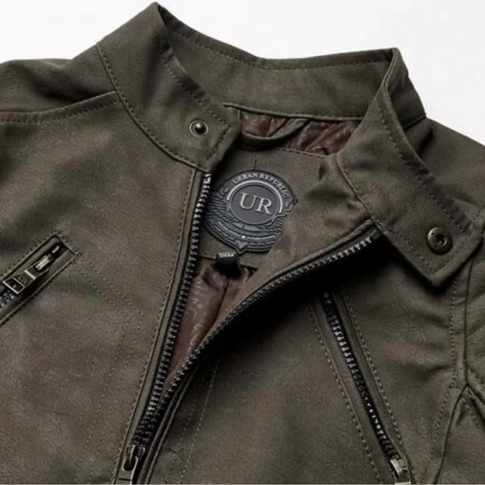 Urban Republic Kids Faux Leather Moto Biker Jacket Full Zip Gray XL‎ (18/20)
